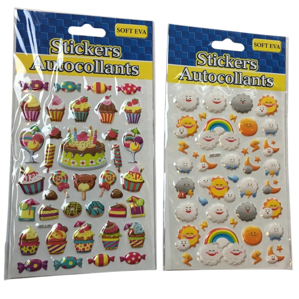 Pastry Bear Candy Weather Clouds Sun Puffy Stickers Multicolor 2 Sheets NEW